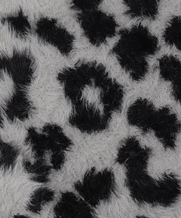 WEGO レオパードシャギーショートニット グレー