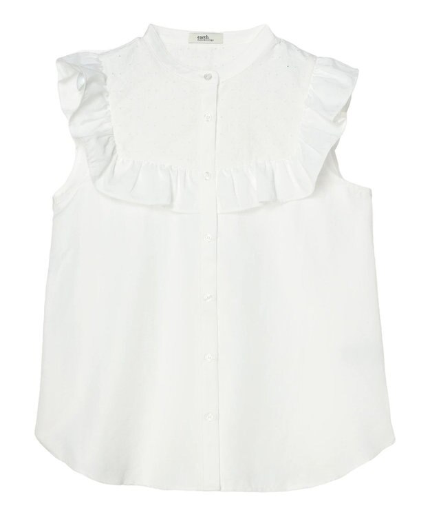 earth music&ecology デコルテレースフリルブラウス Off White