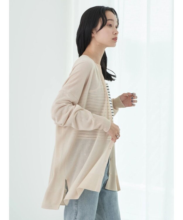 earth music&ecology 接触冷感Ｖネックカーディガン Light Beige