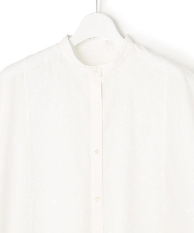 23区 L 【洗える】エンブロイダリー コンビ ブラウス ホワイト系