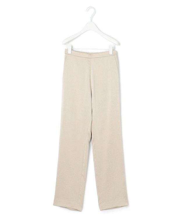 ICB 【MAG×スタイリストコラボ】シャイニーシアーニット×サテンストレートパンツ ブラックニット×ベージュパンツ