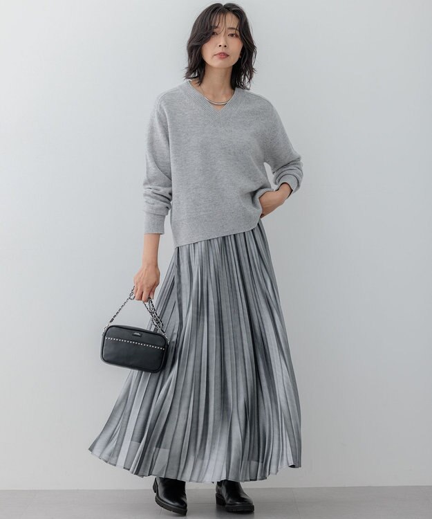 23区 S 【Oggi2月号掲載/洗える】ウールカシミヤ Vネック ニット ライトグレー系