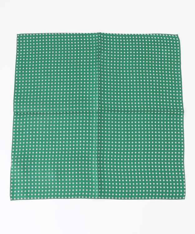 J.PRESS MEN 小紋ハンドプリント チーフ ピーコックグリーン系5