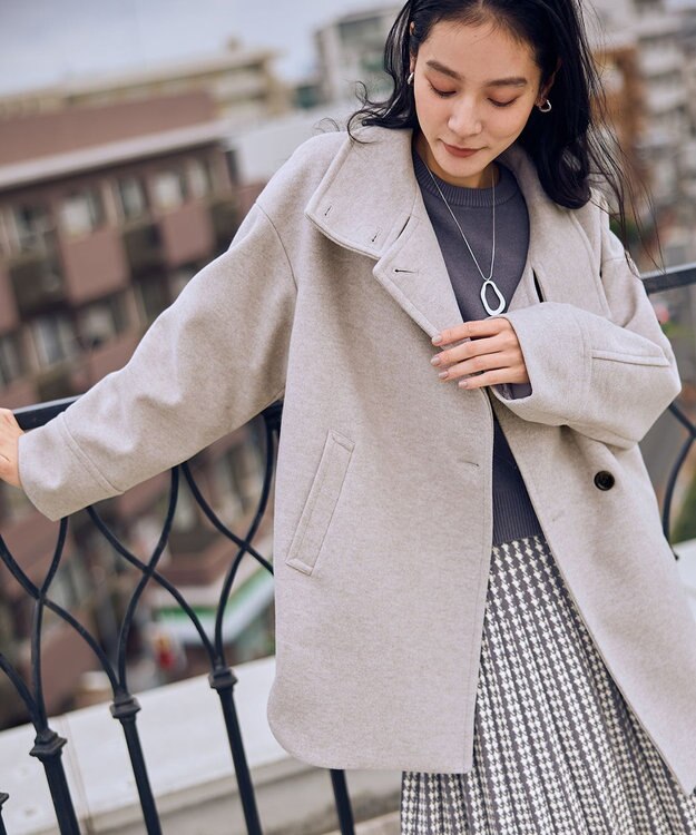 ANY L スタンドコクーンコート グレージュ