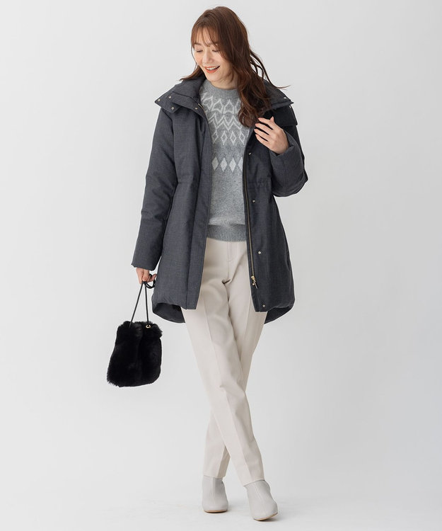 自由区 【ファー取り外し可】ライトウールダウン グレー系