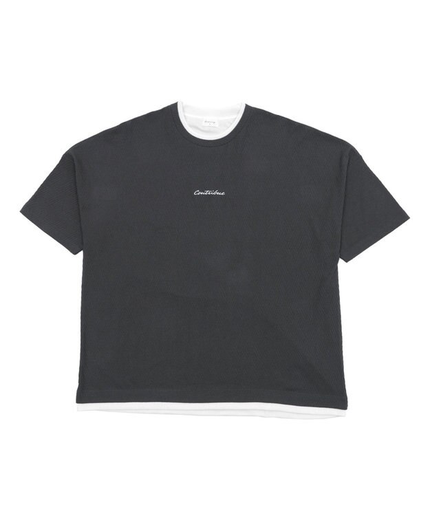 WEGO フクレジャガードフェイクレイヤードT（SS） ブラック中濃色