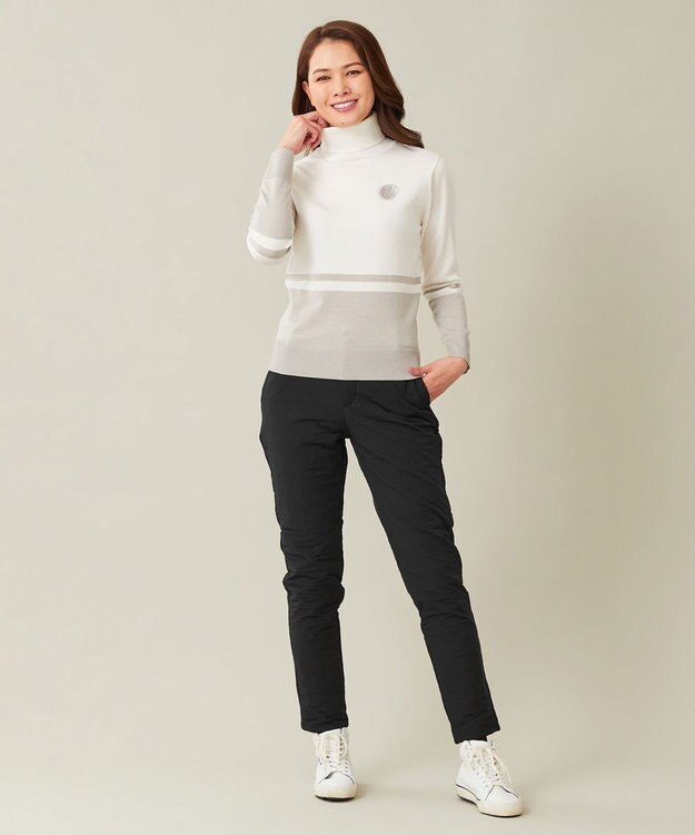 23区GOLF 【WOMEN】【ウォッシャブル 】バイカラー ニットソー ホワイト系