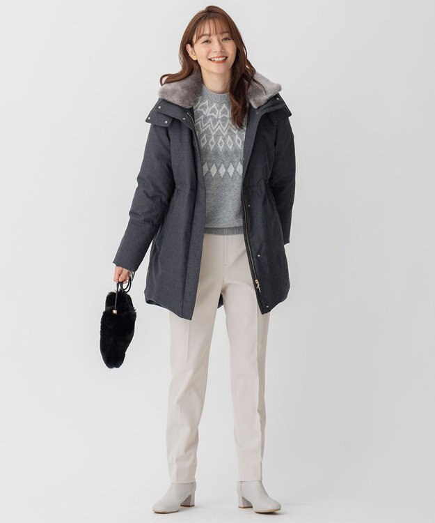 自由区 【ファー取り外し可】ライトウールダウン グレー系