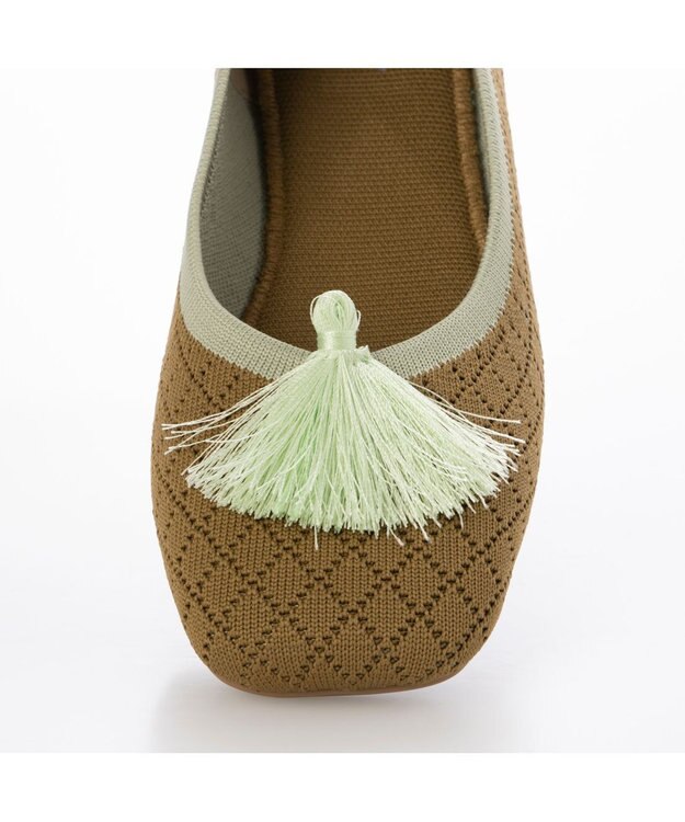 ing <ing>【サステナブル】２WAYスクエアトゥニットパンプス ベージュコンビ