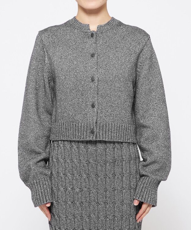 uncrave グロッシー ニット カーディガン（uncrave WHITE） メタルブラック