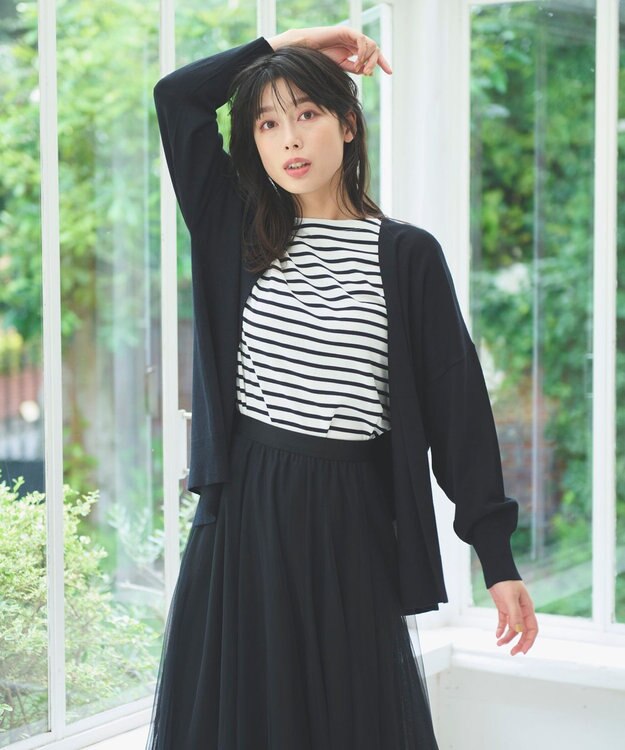 ANY L 【マシンウォッシュ/UVカット】ミドルレングスカーディガン ブラック系