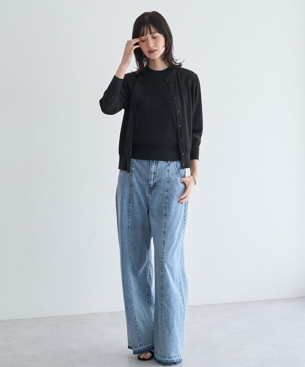 YECCA VECCA 【マシンウォッシャブル】ノースリーブリブニット Black