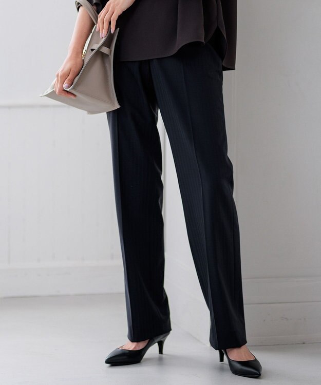 23区 【セットアップ対応/新色追加】ラフィーネウール フルレングスパンツ ネイビーストライプ