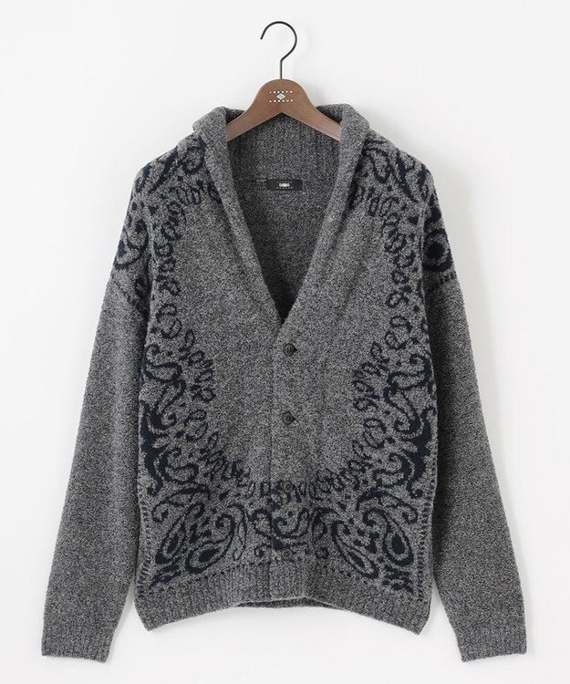 JOSEPH ABBOUD 【インポート素材/ソフトな肌触り/軽量】MOUSSE ペーズリー柄ショール カーディガン グレー系7