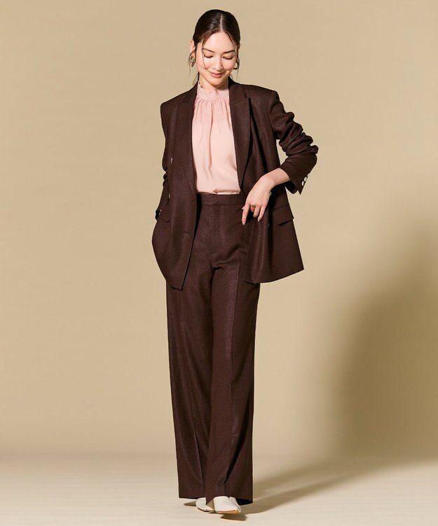 BEIGE， CAROLE / リネンライクフルレングスワイドパンツ Bordeaux