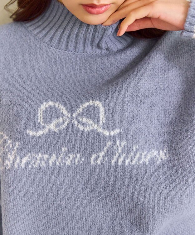 Feroux レタードハイネック プルオーバー スカイブルー系