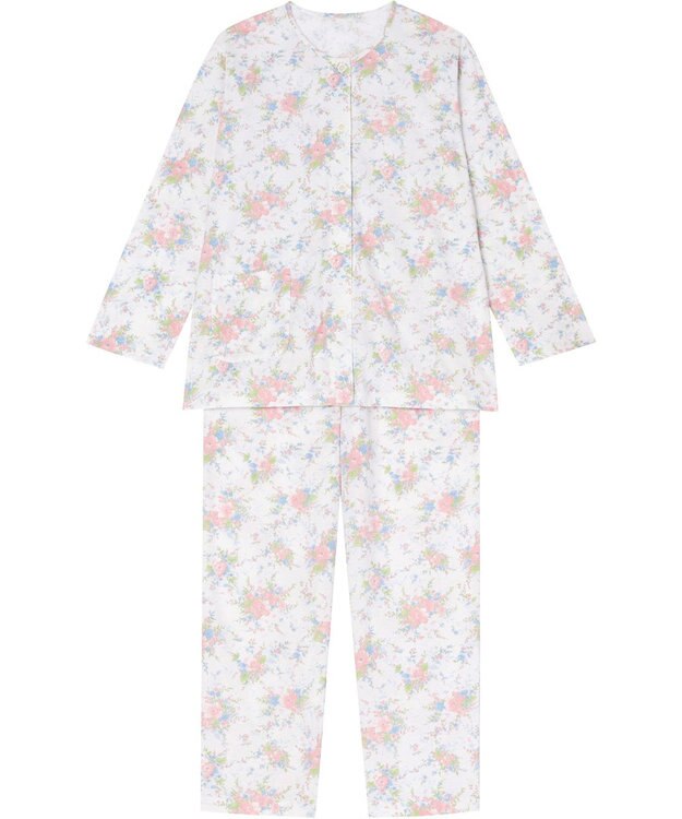 Wing 【パジャマ】　長袖・長ズボン　綿100%　天竺素材　花柄　ウイング／ワコール　EP7083 ピンク