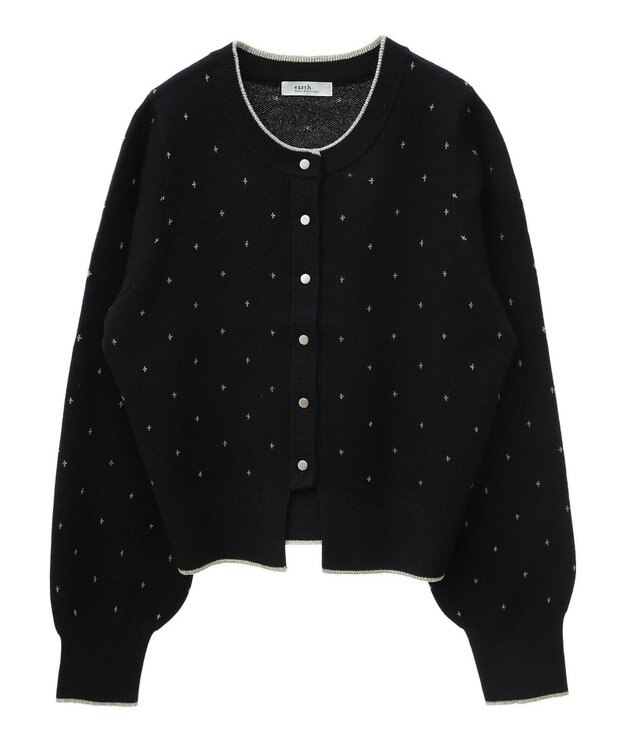 earth music&ecology ラメジャカードカーディガン Black