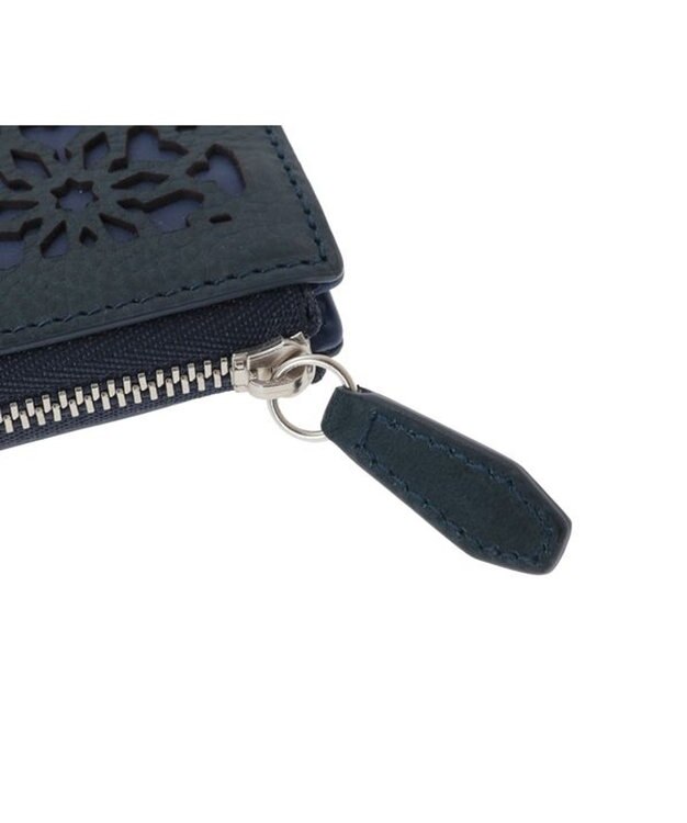 genten カレイド 外ファスナー2つ折り財布 ネイビーブルー