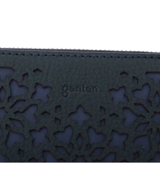 genten カレイド 外ファスナー2つ折り財布 ネイビーブルー