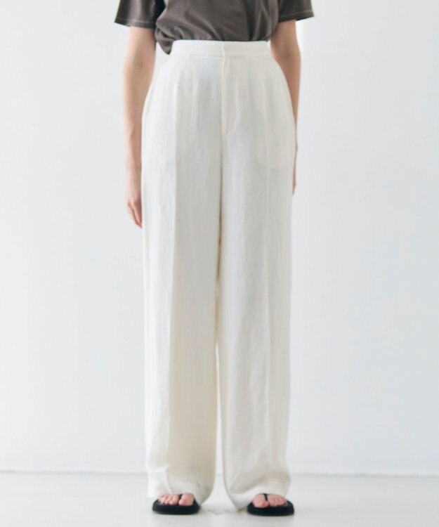 BEIGE， 【洗える】BERNARD / リネンストレートフルレングスパンツ Meringue