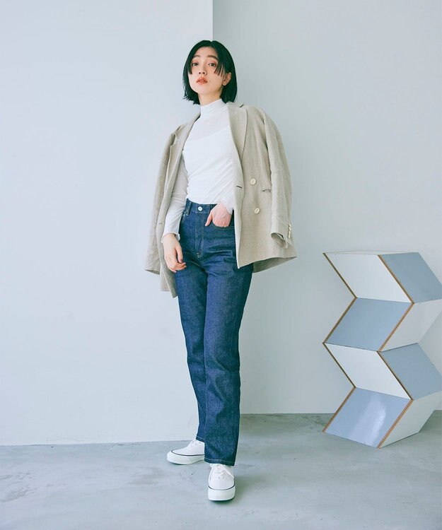 woadblue ＜坪田あさみさんコラボ＞ワイドテーパード  デニムパンツ RIGIDBLUE