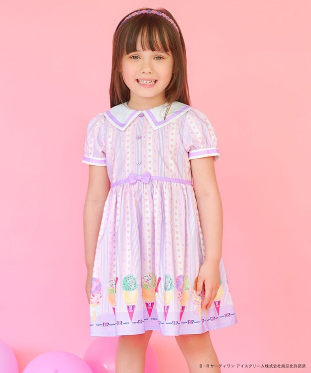 ANY KIDS 【any FAM×サーティワン アイスクリーム】ストライプ ワンピース ラベンダー