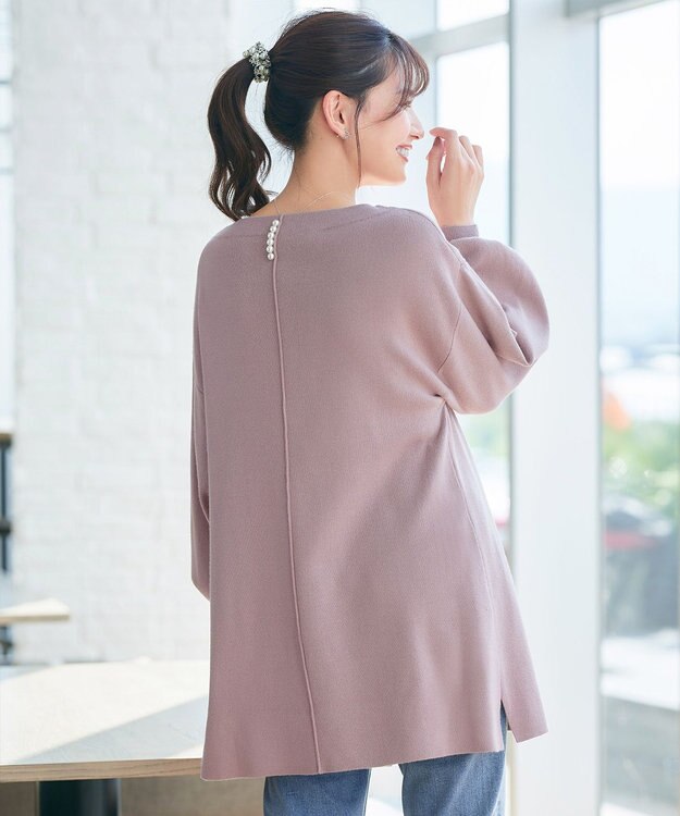 Tiaclasse L 【安田美沙子さん着用・洗える】ボリュームパフスリーブニットチュニック ピンクモカ