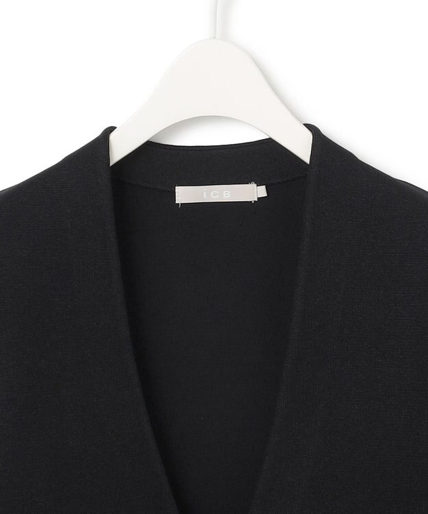 ICB 【洗える】シンセティックヤーンスムース ニットジャケット ブラック系