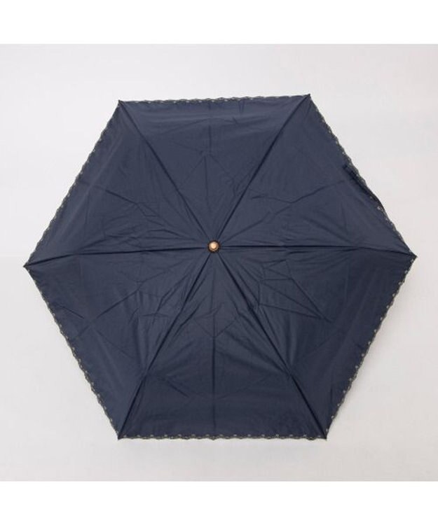 UNBILLION カシュネ cachenez / PUフローラルラメ刺繍3段折りたたみ傘 ネイビー