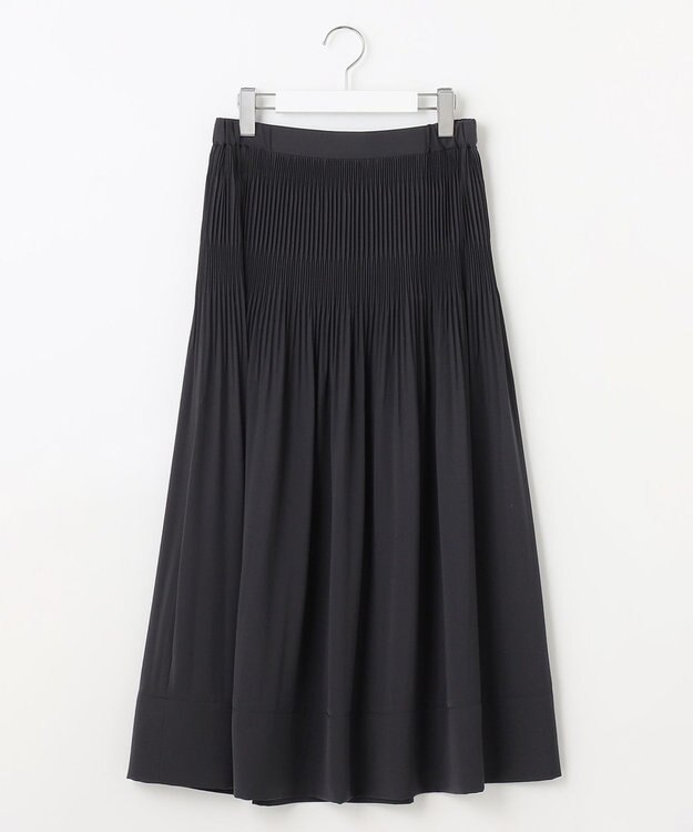 自由区 S 【セットアップ対応・洗える】ライトサテンプリーツ スカート ネイビー系