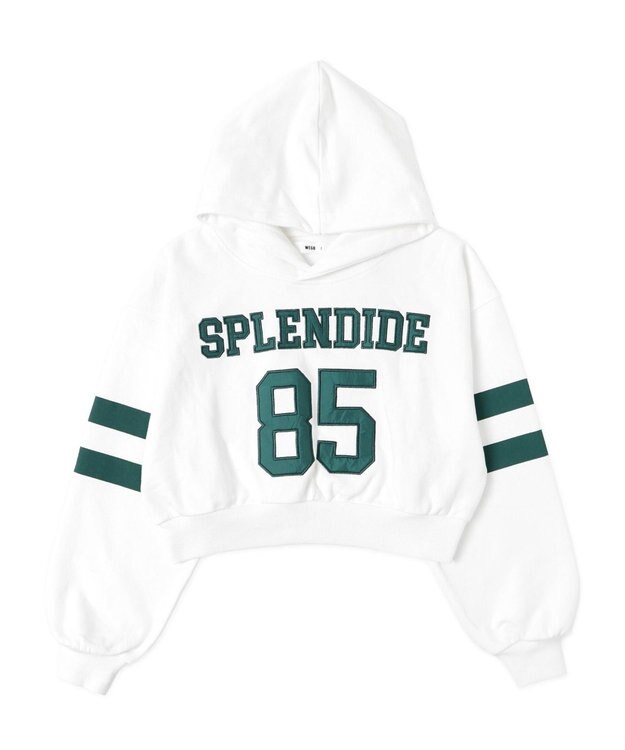 WEGO ナンバリングラインショートプルパーカー ホワイト