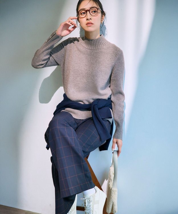 23区 L 【滝沢眞規子さん着用/Oggi掲載】コットンカシミヤ ポケット カーディガン ネイビー系