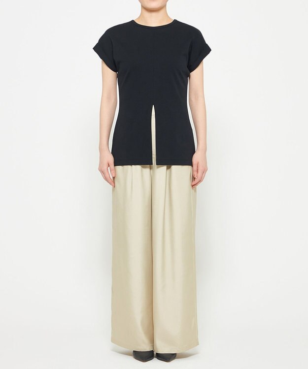 uncrave ダブルフェイスジャージー 2WAYスリットトップス ブラック