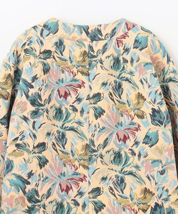 GRACE CONTINENTAL フラワージャガードノーカラージャケット イエロー