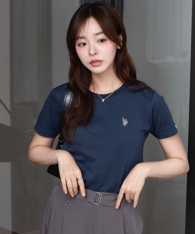 WEGO 【SMLサイズ展開】U.S. POLO ASSN.別注コンパクトTシャツ ネイビー