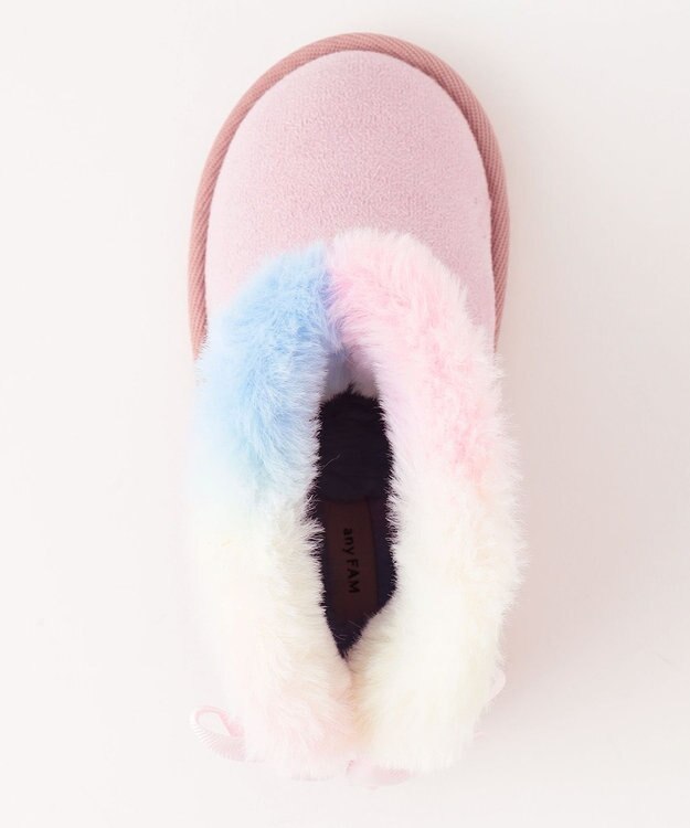 ANY KIDS フェイクムートン リボン ブーツ レインボー