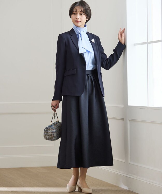 23区 L 【洗える】フルーフィーツイル フレア スカート ネイビー系