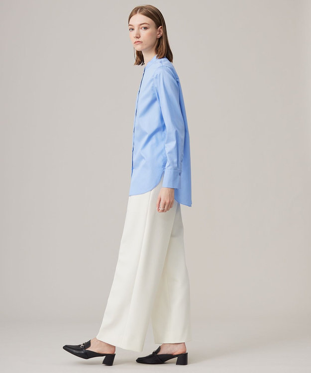 ICB 【洗える】 コットンサテンシャーティング シャツ サックスブルー系