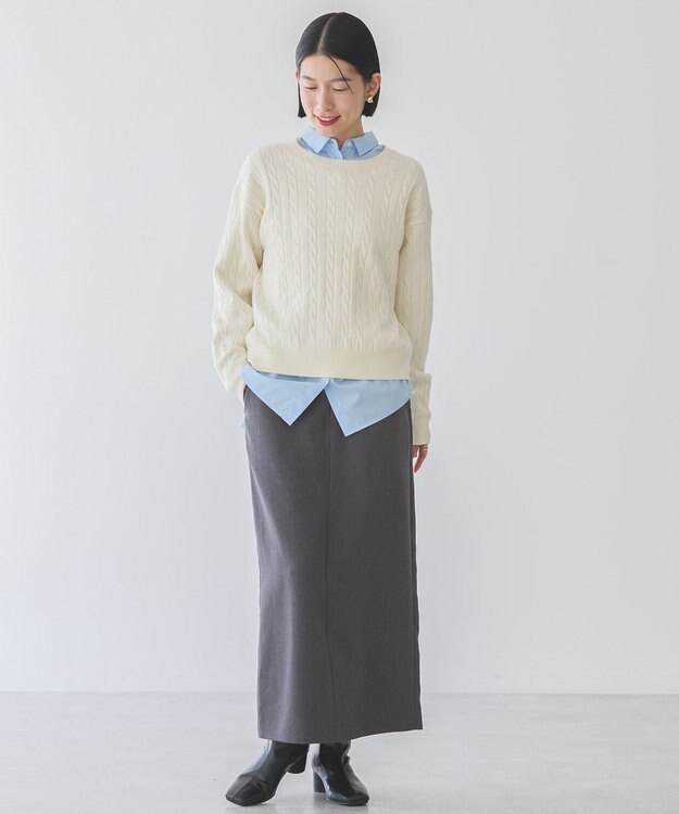 AMERICAN HOLIC イージーケアスリットタイトスカート Gray Mixture