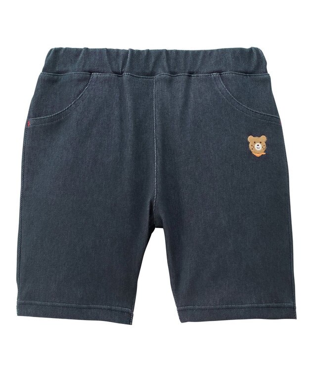 MIKI HOUSE HOT BISCUITS 【80-120cm】【Everyday Series】ワンポイント ストレッチ6分丈パンツ インディゴブルー