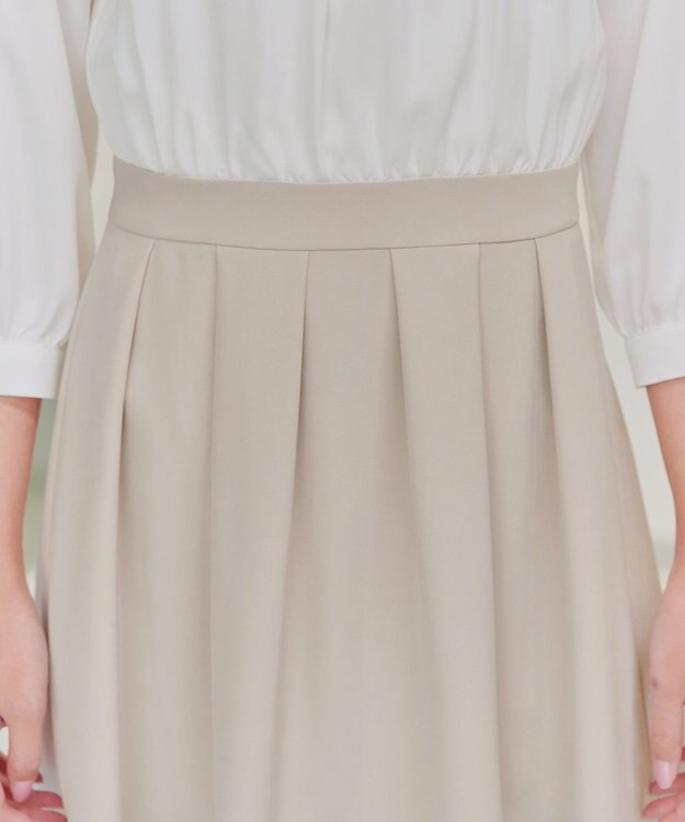 Tiaclasse L 【ダブルクロス】シフォンドッキングワンピース グレージュ