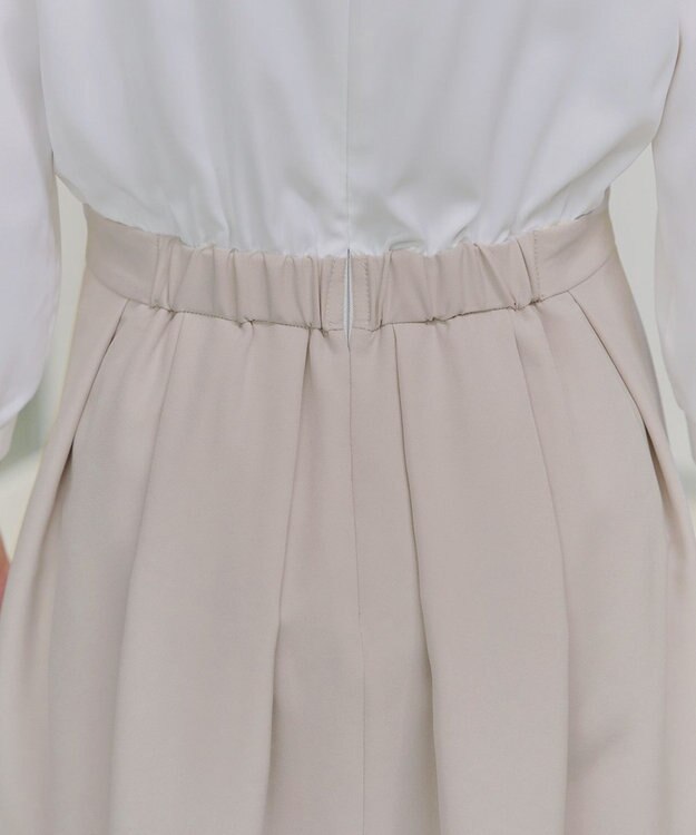 Tiaclasse L 【ダブルクロス】シフォンドッキングワンピース グレージュ