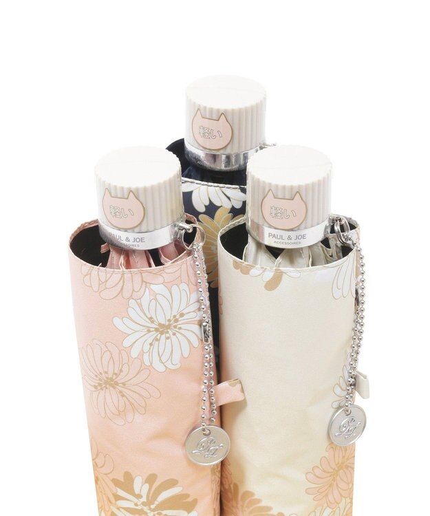 MOONBAT 【 遮光率100％/遮熱/UV/軽量】PAUL&JOE ACCESSOIRES(ポール&ジョー) 晴雨兼用日傘 クリザンテーム 総柄 花柄 折りたたみ傘 ネイビーブルー