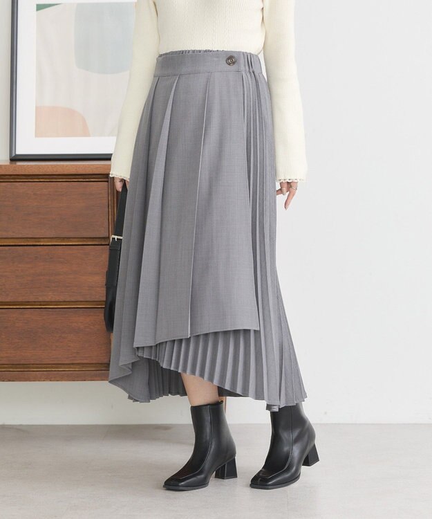 earth music&ecology ミックスプリーツスカート Gray