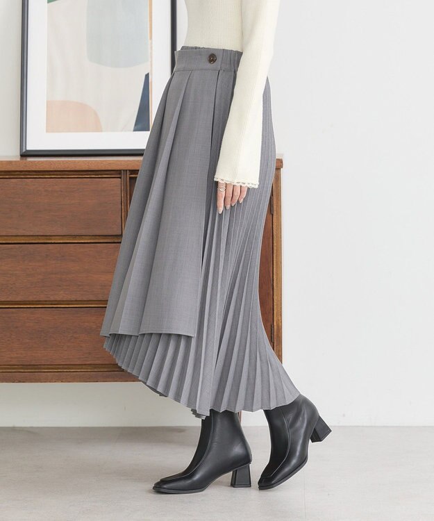 earth music&ecology ミックスプリーツスカート Gray