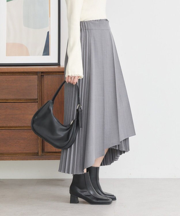 earth music&ecology ミックスプリーツスカート Gray