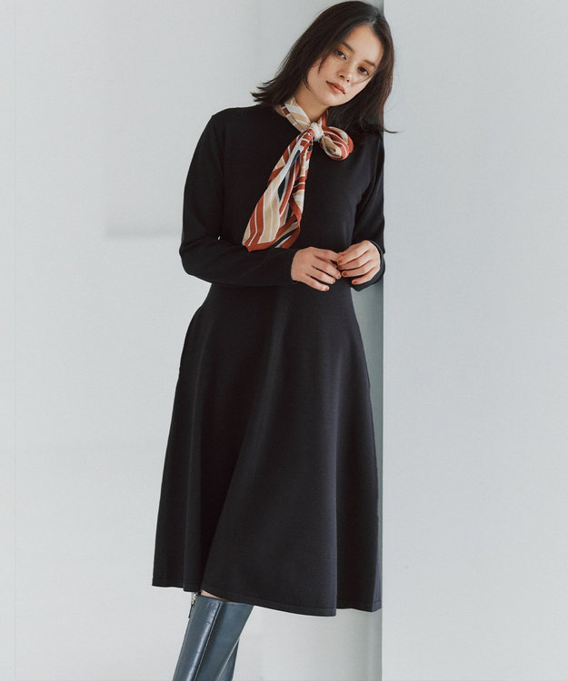 組曲 L シックフレアニットワンピース ブラック系