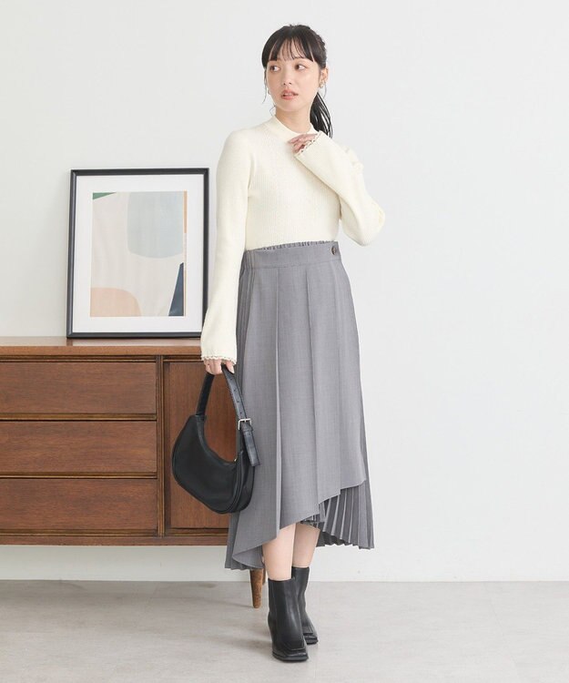 earth music&ecology ミックスプリーツスカート Gray