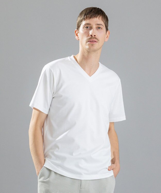 JOSEPH HOMME コンパクトストレッチジャージー　ＶネックＴシャツ ホワイト系